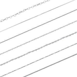 Conjunto de cadenas de plata de ley S925 minimalistas con diseños de eslabones y corazones
