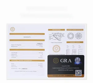 Rapport de certification officiel GRA pour clou d'oreille en moissanite 1.0ct D VVS1