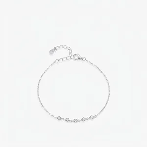 Elegante Braccialetto in Argento Sterling 925 con Strass Rotondi per Donna Stile Coreano Minimalista Regolabile Gioielli Regalo