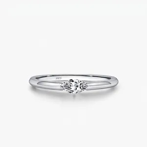 925 Sterling Silver Marquise Cut Zirconia Ring For Women Minimalist Sparkling Geometric Geometric Fine Jewelry Daily Accessory