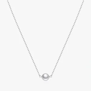 Französisch Elegante 925 Sterlingsilber Kugelkette Künstliche Perlenanhänger Halskette Für Damen Minimalistische Schlüsselbeinkette Schmuck