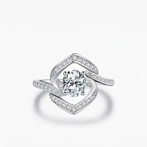Bague Croix Géométrique Luxe en Argent Sterling 925 pour Femme Élégante Bague de Fiançailles Mariage Sertie de Zirconia