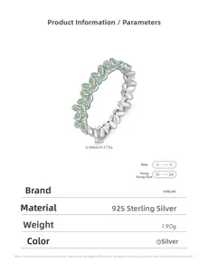 Macro detail of S925 sterling silver ring with green enamel flower and cz stone measurements