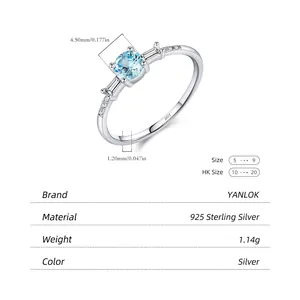 Elegant s925 sterling silver ring featuring a round light blue crystal stone and accents