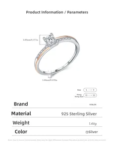 Detailed view of S925 silver ring with 4mm zircon and rose gold accents for women