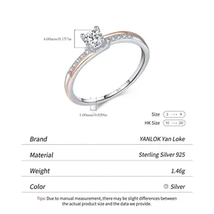 Elegant s925 silver ring featuring two-tone rose gold design and shimmering zircon stones