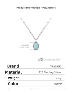 Detailed specs of s925 silver necklace with 4x6mm oval opal pendant and size dimensions