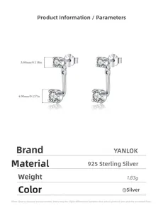 Dettagli degli orecchini in argento S925 con dimensioni degli zirconi da 3mm e 4mm