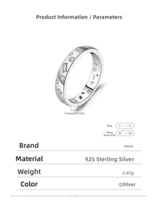 Detail view of S925 sterling silver geometric ring with 3.60mm width and 2.40g weight