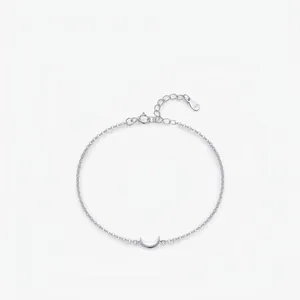 Minimalist 925 Sterling Silver Crescent Moon Charm Bracelet Adjustable Fine Chain Polished Jewelry For Women Anniversary Gift