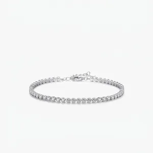 925 Sterling Silver Tennis Bracelet For Women Sparkling Round Cut Zirconia Elegant Niche Inlaid Adjustable Link Bracelet