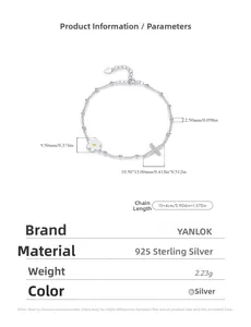 Detail specifications of s925 silver daisy and cross bracelet with measurements