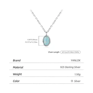 S925 sterling silver opal necklace with irregular wave pendant and 40+5cm chain
