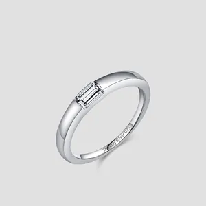 Minimalistischer 925 Sterlingsilber Ring Für Damen Funkelnder Strassstein Im Baguette Schliff Geometrischer Fingerring Schmuck