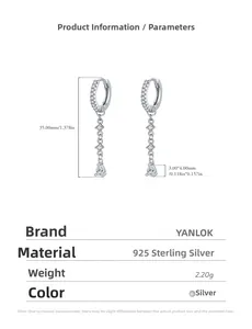 Detailed size parameters and dimensions of S925 silver long teardrop earrings