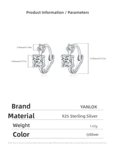 Diagramme technique de créoles en argent sterling S925 avec deux pierres rondes