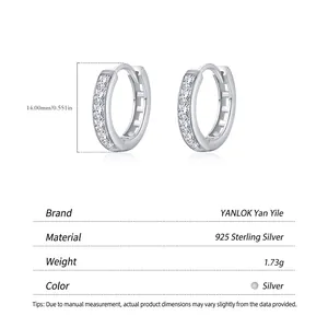 S925 Sterling Silber U-Form Creolen mit Zirkonia und einem Durchmesser von 14 mm