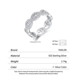 Luxurious S925 sterling silver ring with wave pavé crystals and rectangular gemstones