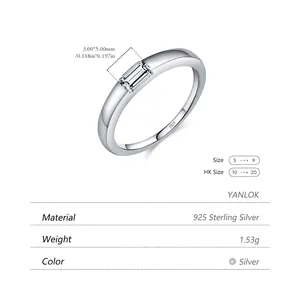 Minimalistischer S925 Silberring mit funkelndem Diamant im Baguette-Schliff (3x5mm)