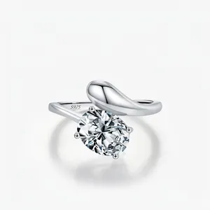 925 Sterling Silver Snake Ring For Women Oval Cut Zirconia Irregular Line Minimalist Geometric Fashion Jewelry Gift