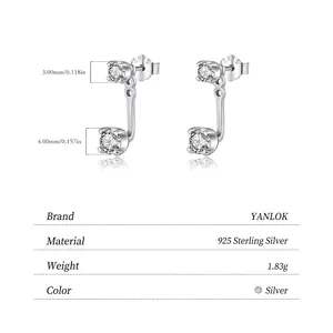 Elegant S925 sterling silver dual-wear drop earrings with sparkling round cubic zirconia