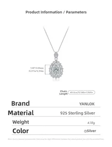 Détails du collier goutte en argent S925 avec pendentif 5x10mm et pavé de diamants