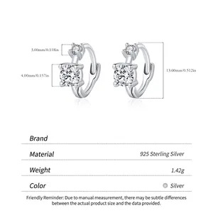 Boucles d'oreilles créoles en argent 925 avec double pierre en oxyde de zirconium