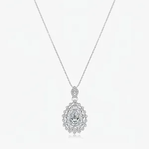 Collier Pendentif Goutte d'Eau en Argent Sterling 925 de Luxe Vintage Elégant Chaîne de Clavicule en Strass Bijoux pour Femmes