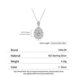 Luxueux collier en argent sterling 925 avec pendentif goutte d'eau orné de cristaux brillants
