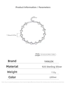 Detail view of S925 sterling silver hollow cross bracelet with size measurements and weight