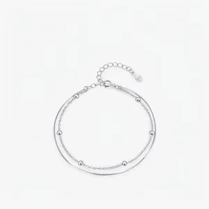 Minimalistisches 925 Sterlingsilber Doppellagiges Armband Für Damen Elegante Schlangenkette Mit Perlen Verstellbares Schmuckgeschenk