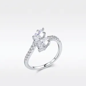Elegant 925 Sterling Silver Ring For Women Marquise Cut Zirconia Inlaid Fashion Finger Ring Office Wedding Jewelry Gift