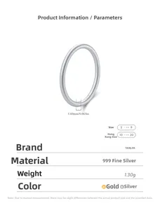 Detailansicht der 1,6 mm S999 Sterlingsilber Ring-Spezifikationen und Gravur