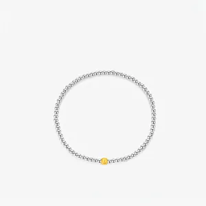 925 Sterling Silver Beaded Bracelet For Women Minimalist Japanese Style Contrast Frosted Gold Bead Thin Chain Jewelry Gift