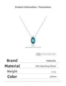Detailed specs of 925 sterling silver necklace with 4x8mm green zircon marquise pendant