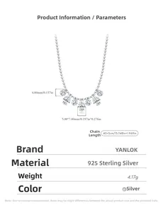 Detailed view of S925 sterling silver necklace with water drop gems and 5.0x7.0mm pendant