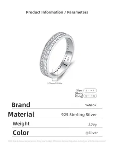 Macro detail of s925 sterling silver ring showing 3.70mm width and pave setting