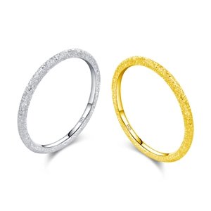 Bagues empilables en argent sterling S925 dépoli argent et or avec texture étincelante