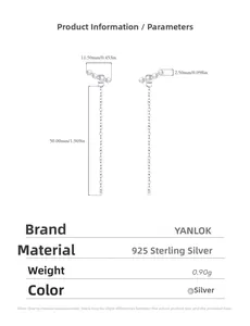 Detailed size specifications for long 925 silver chain earrings with white pearls