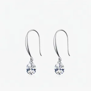 Orecchini a Goccia in Argento Sterling S925 Con Zirconia Eleganti Orecchini a Goccia d'Acqua Taglio a Pera Gioielli di Moda Donna