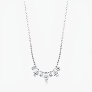 925 Sterling Silver Geometric Water Drop Zirconia Pendant Necklace For Women Personalized Sparkling Clavicle Ball Chain Jewelry