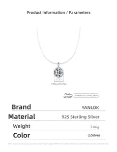 Spécifications détaillées de taille pour un collier pendentif solitaire en argent 925