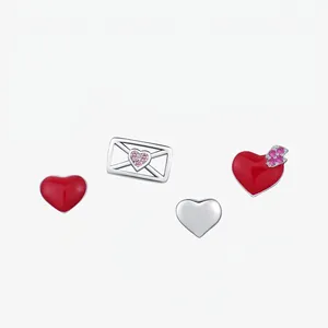 YANLOK 925 Sterling Silver Cute Red Heart Envelope Stud Earrings For Women Shiny Zirconia Enamel Romantic Jewelry Gift