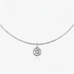 925 Sterling Silver Single Zirconia Pendant Necklace For Women Minimalist Elegant Choker Clavicle Chain Geometric Jewelry Gift