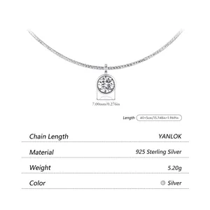Elegant 925 sterling silver choker necklace with a 7mm round cubic zirconia solitaire