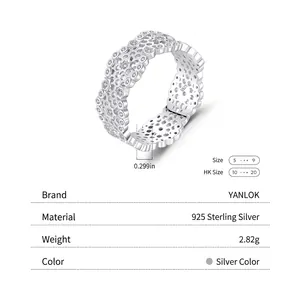Elegant S925 sterling silver hollow honeycomb ring with sparkling pavé zircons