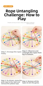 Detailed step-by-step logic puzzle guide for Brainy Knots wooden rope untying game