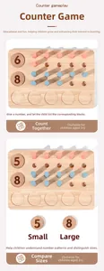 Vue détaillée du tableau de comptage en bois avec blocs colorés pour l'éveil mathématique
