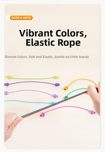 Detail of colorful elastic silicone strings for sensory development and motor skills training