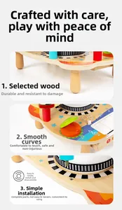Detail of wooden musical toy showing smooth rounded edges and easy assembly structure